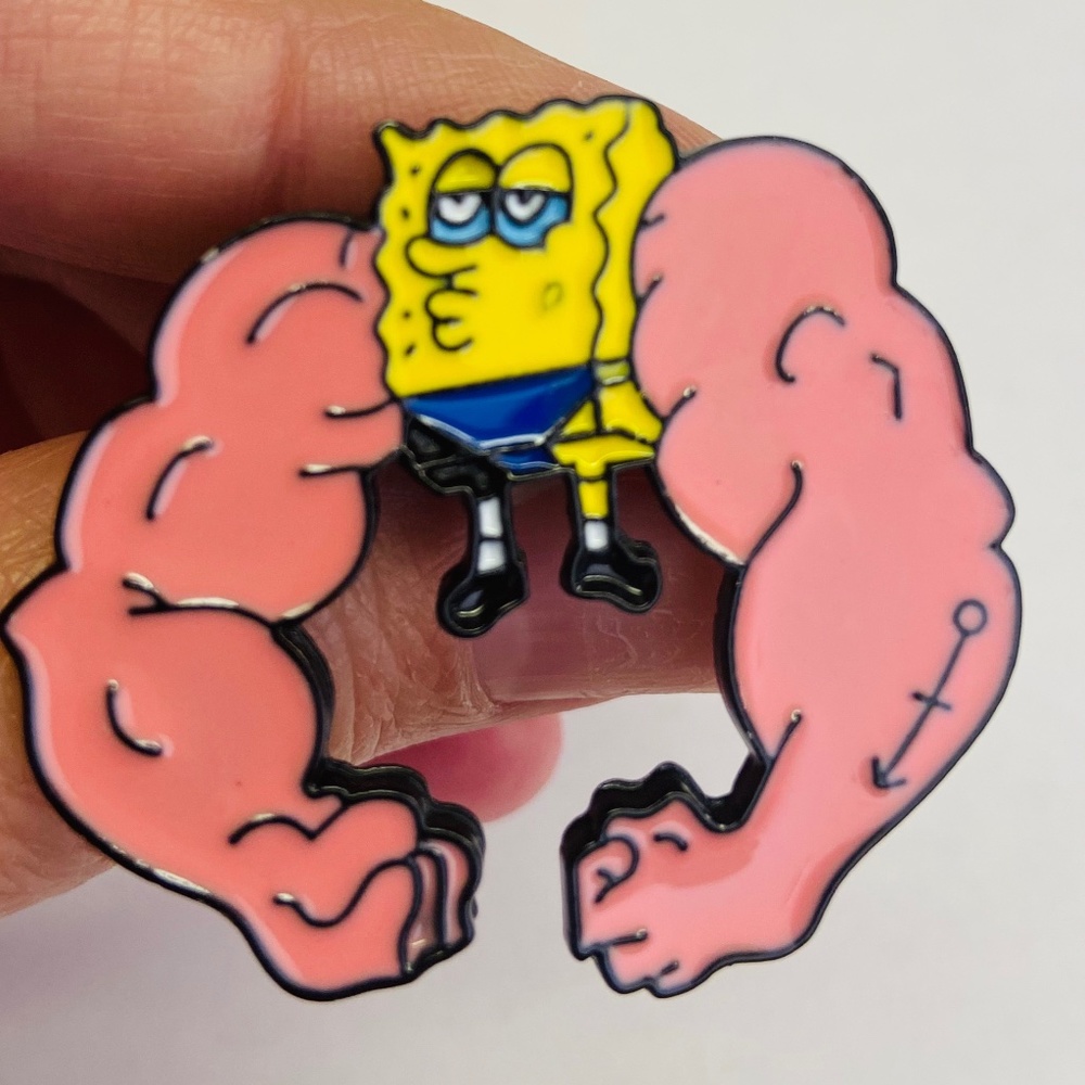 Spongebob Squarepants Enamel Muscle Pin Funny Meme
